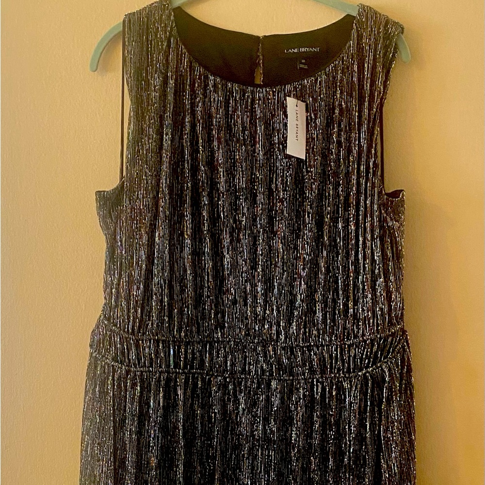 NWT Lane Bryant Metallic Shimmer Silver Dress